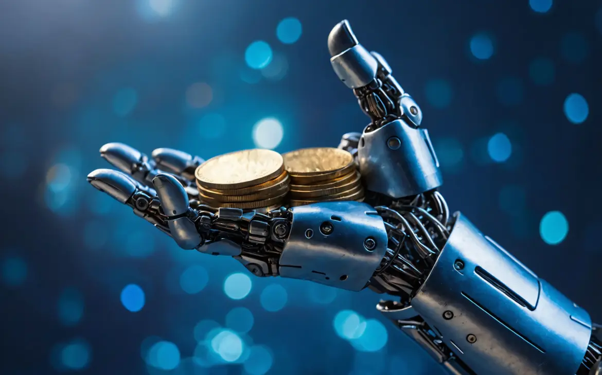 futuristischer-roboter-der-mit-geld-interagiert